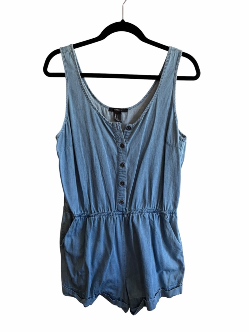Light Blue Denim Style  100% Cotton Romper - Picture 2 of 8